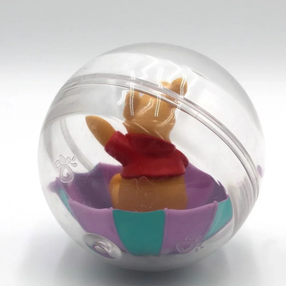 Vtg RARE Disney Plastic Rattling Rolling Winnie The Pooh Clear Ball Sensory Toy